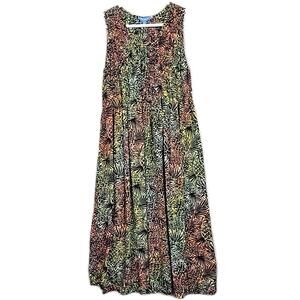 Blue Ginger Hawaiian Designs Pineapple Print Dress Womens Size M Sleeveless